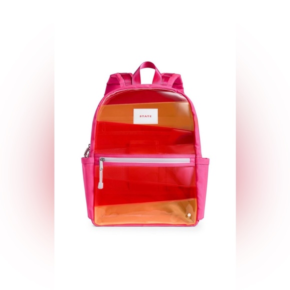 STATE NWT Kane kids clear pink and orange novelty zigzag backpack - Picture 1 of 6